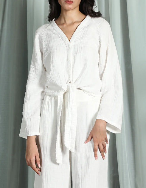 MUSLIN KNOTTED BUTTON UP TOP